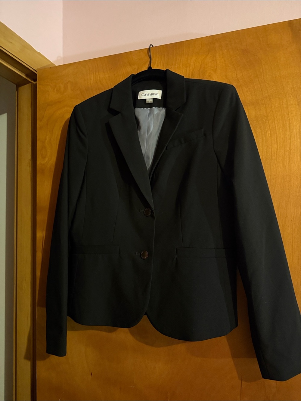 Calvin Klein Two-Button Tailored Blazer — Black